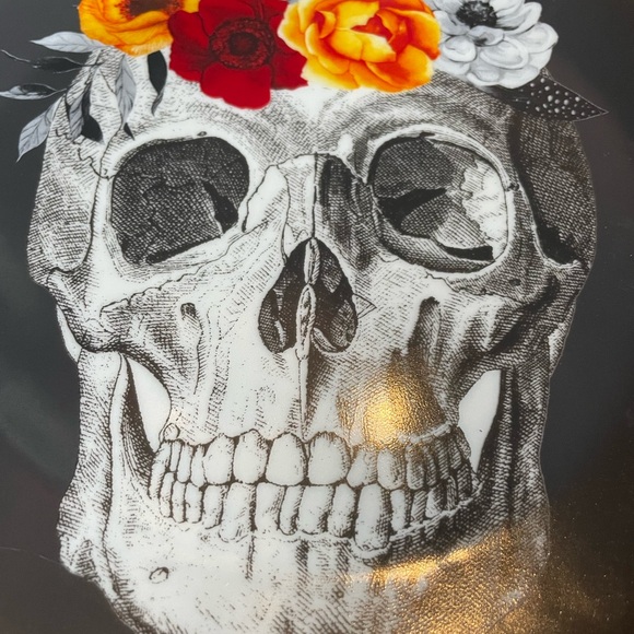 HARVEST GREEN STUDIO Porcelain Floral Skull Decorative Plate Day Of The Dead - Picture 8 of 10